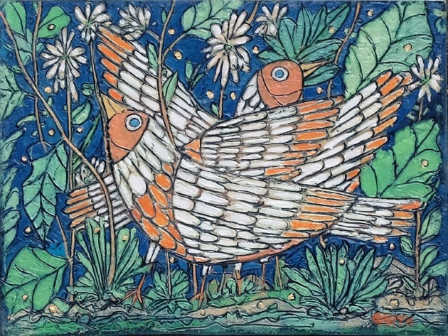 Garth Speight, Coppia di uccelli, acrilico, cm. 35x25 Garth Speight, Coppia di uccelli, acrilico, cm. 35x25