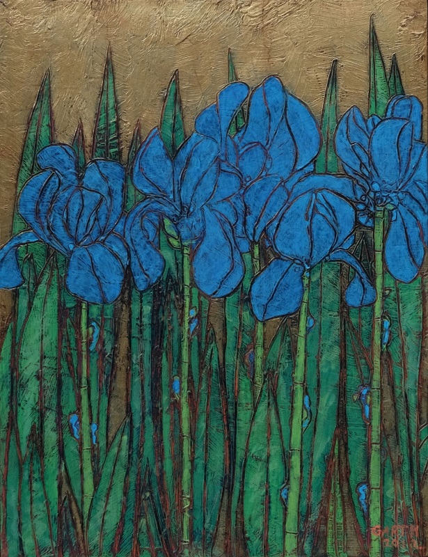 Garth Speight, Iris blu, acrilico, cm. 39x51 Garth Speight, Iris blu, acrilico, cm. 39x51