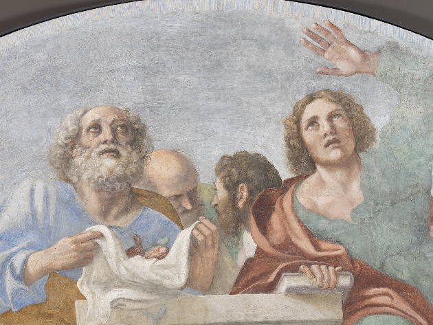 Gli Apostoli intorno al sepolcro vuoto. Particolare. Affresco trasportato su tela, Museo Nacional de Arte de Cataluña.Depósito de la Real Academia de Bellas Artes de Sant Jordi Gli Apostoli intorno al sepolcro vuoto. Particolare. Affresco trasportato su tela, Museo Nacional de Arte de Cataluña.Depósito de la Real Academia de Bellas Artes de Sant Jordi