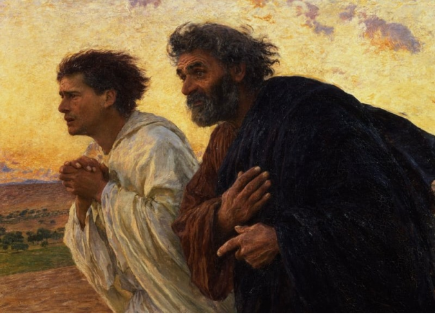 Il Cammino della Speranza. Rembrandt e Burnand a Roma-Foto: Eugène Burnand, I discepoli Pietro e Giovanni corrono insieme al sepolcro di Cristo il mattino della Resurrezione, (1898), olio su tela Il Cammino della Speranza. Rembrandt e Burnand a Roma-Foto: Eugène Burnand, I discepoli Pietro e Giovanni corrono insieme al sepolcro di Cristo il mattino della Resurrezione, (1898), olio su tela