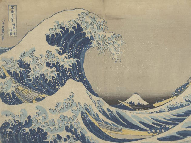 Katsushika Hokusai (1760-1849), La grande onda presso Kanagawa, fine 1831, Serie Trentasei vedute del Monte Fuji, Stampa xilografica a colori su carta, 25x37,3 cm, Museo Nazionale di Cracovia Katsushika Hokusai (1760-1849), La grande onda presso Kanagawa, fine 1831, Serie Trentasei vedute del Monte Fuji, Stampa xilografica a colori su carta, 25x37,3 cm, Museo Nazionale di Cracovia