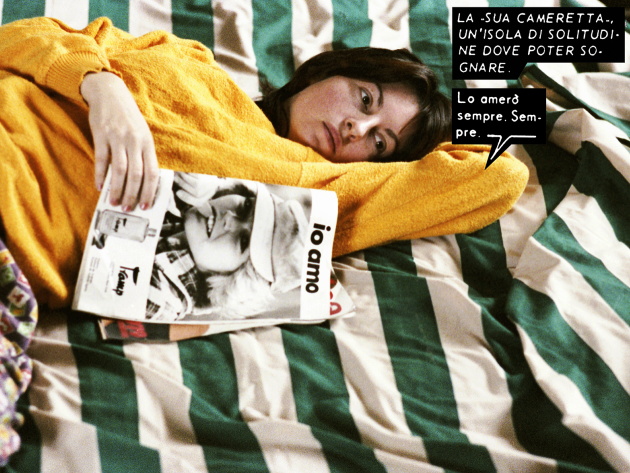 Lo amerò sempre, Serie Miti e cliché: fotoromanzi, 1976-1978, C-printphotocolor con collage, 50x75 cm, Courtesy l’artista eERMES ERMES, Roma