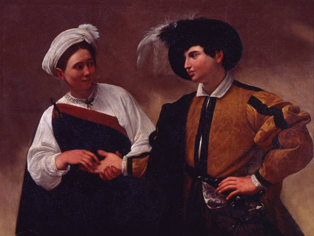 Michelangelo Merisi da Caravaggio, Buona Ventura, 1597, olio su tela, cm 115 x 150, Roma, Musei Capitolini, inv. PC 131 Michelangelo Merisi da Caravaggio, Buona Ventura, 1597, olio su tela, cm 115 x 150, Roma, Musei Capitolini, inv. PC 131