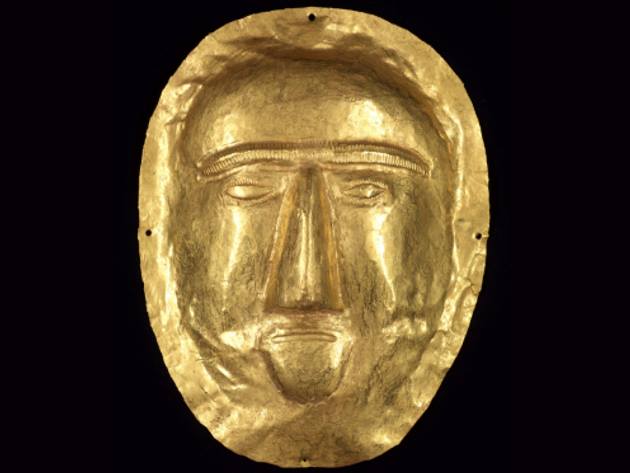 Maschera funeraria I sec. d.C., Oro, Thaj, Tell al-Zayer, Museo Nazionale Riad Maschera funeraria I sec. d.C., Oro, Thaj, Tell al-Zayer, Museo Nazionale Riad