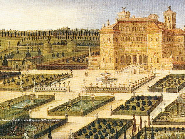 Ville e giardini di Roma: una corona di delizie-Foto: Joseph Heinz il Giovane, Veduta di Villa Borghese, 1625 circa, olio su tela, collezione privata