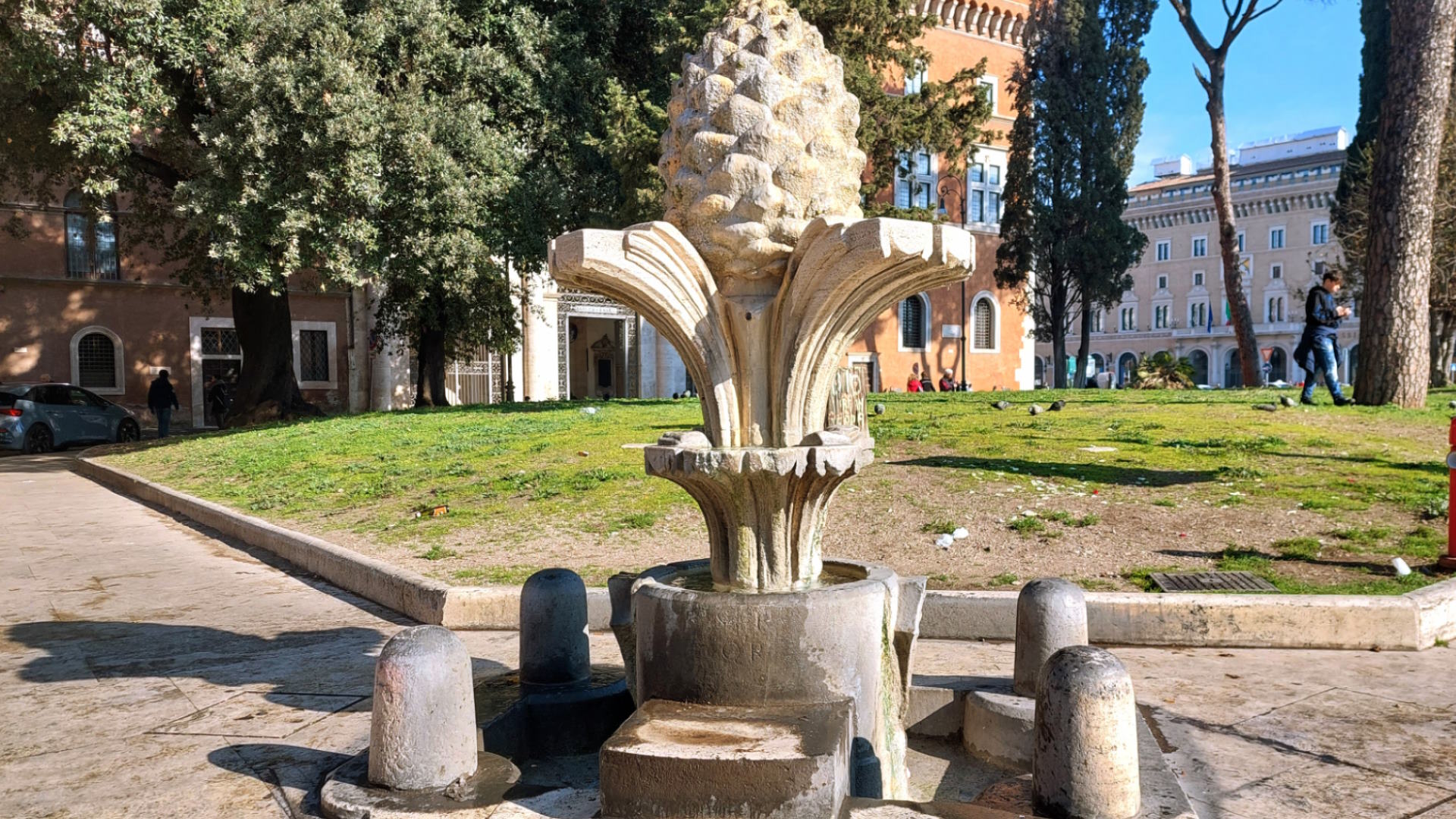The Pigna fountain at St. Peter's in Rome - Pigna is the name of rione IX  of Rome. The name means pine cone in Italian, and the symbol for the rione  is