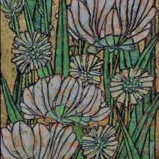 Garth Speight, Gruppo di crisantemi, acrilico, cm. 38x90