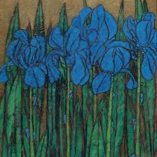 Garth Speight, Iris blu, acrilico, cm. 39x51