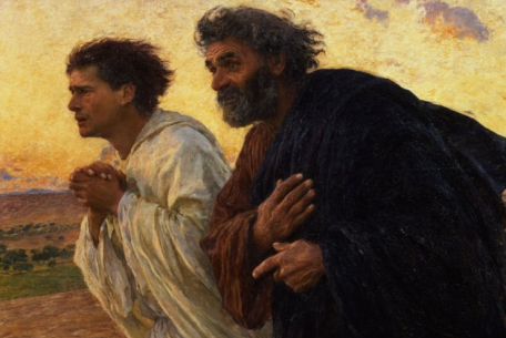 Il Cammino della Speranza. Rembrandt e Burnand a Roma-Foto: Eugène Burnand, I discepoli Pietro e Giovanni corrono insieme al sepolcro di Cristo il mattino della Resurrezione, (1898), olio su tela Il Cammino della Speranza. Rembrandt e Burnand a Roma-Foto: Eugène Burnand, I discepoli Pietro e Giovanni corrono insieme al sepolcro di Cristo il mattino della Resurrezione, (1898), olio su tela