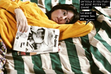 Lo amerò sempre, Serie Miti e cliché: fotoromanzi, 1976-1978, C-printphotocolor con collage, 50x75 cm, Courtesy l’artista eERMES ERMES, Roma