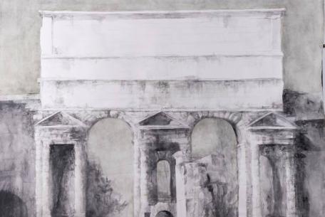 Pedro Cano, Porta Maggiore, 2025, Acquerello su carta, 114x139, foto José Luis Montero