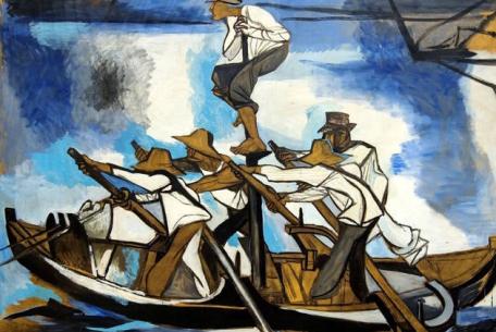 RENATO GUTTUSO, La pesca del pesce spada, 1949, olio su tela 150 x 205 cm, Collezione Lino Mezzacane © Renato Guttuso, by SIAE 2026 RENATO GUTTUSO, La pesca del pesce spada, 1949, olio su tela 150 x 205 cm, Collezione Lino Mezzacane © Renato Guttuso, by SIAE 2026