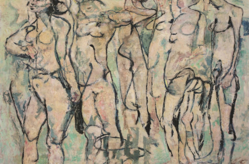 Fausto Pirandello. La magia del quotidiano-Foto: Fausto Pirandello - Bagnanti in acqua, 1961 olio su tavola, cm 104 x 137 - firmato in basso a sinistra Pirandello Roma, collezione privata Fausto Pirandello. La magia del quotidiano-Foto: Fausto Pirandello - Bagnanti in acqua, 1961 olio su tavola, cm 104 x 137 - firmato in basso a sinistra Pirandello Roma, collezione privata