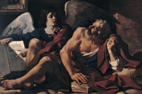 Angeli - Messaggeri, custodi e viandanti, le sublimi creature dall'Antico al Contemporaneo-Foto: Guercino, San Matteo e l’Angelo (1622), olio su tela, inv. PC55, Pinacoteca Capitolina