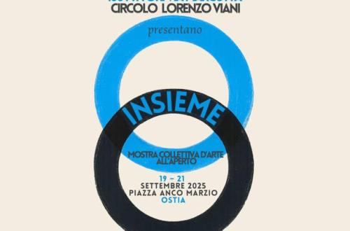 Locandina della mostra collettiva all'aperto INSIEME in Piazza Anco Marzio-Ostia Lido