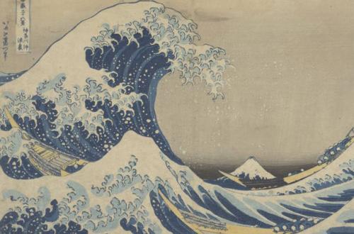 Katsushika Hokusai (1760-1849), La grande onda presso Kanagawa, fine 1831, Serie Trentasei vedute del Monte Fuji, Stampa xilografica a colori su carta, 25x37,3 cm, Museo Nazionale di Cracovia Katsushika Hokusai (1760-1849), La grande onda presso Kanagawa, fine 1831, Serie Trentasei vedute del Monte Fuji, Stampa xilografica a colori su carta, 25x37,3 cm, Museo Nazionale di Cracovia