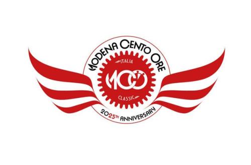 Logo nei colori bianco e rosso di Modena Cento Ore 
