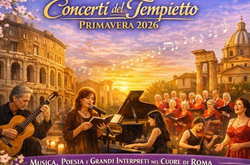 Primavera 2026 ai Concerti del Tempietto: musica, poesia e grandi interpreti nel cuore di Roma-Foto: locandina ufficiale della manifestazione Primavera 2026 ai Concerti del Tempietto: musica, poesia e grandi interpreti nel cuore di Roma-Foto: locandina ufficiale della manifestazione