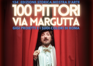 124° edizione 100 Pittori Via Margutta: Gigi Proietti e i suoi colori di Roma - mostra diffusa su Via Margutta-Foto: locandina ufficiale della manifestazione  124° edizione 100 Pittori Via Margutta: Gigi Proietti e i suoi colori di Roma - mostra diffusa su Via Margutta-Foto: locandina ufficiale della manifestazione