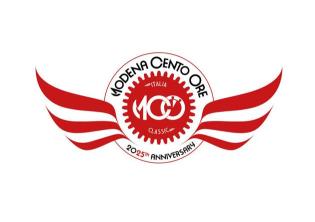 Logo nei colori bianco e rosso di Modena Cento Ore 